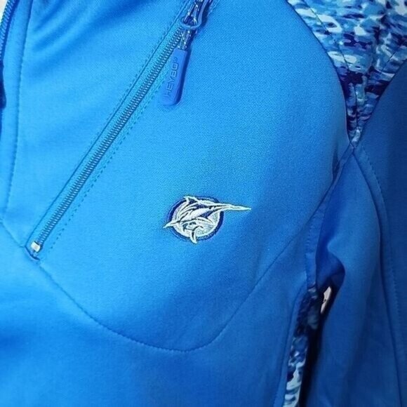 Heybo 1/4 zip Sweatshirt Outdoor Blue & Camo Fishing Men's Small - Picture 2 of 6